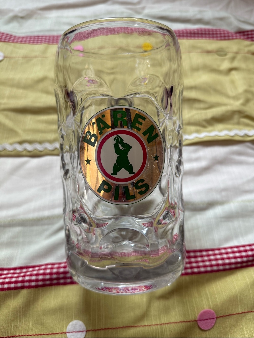 Clear Glass Beer Stein Mug with Handle 8X4X 7 ‘inch deep pre-owned withfree gift
